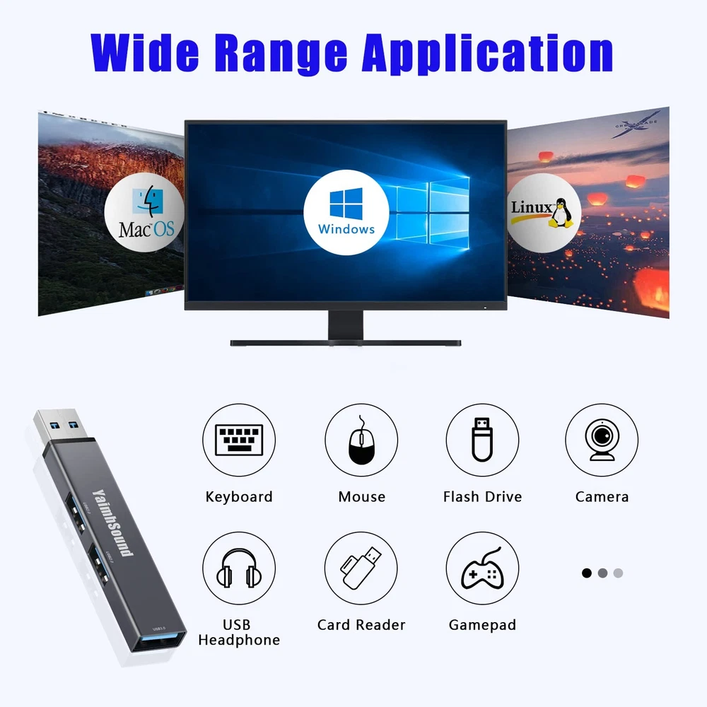3-Port USB 3.0 Hub Extender Adapter for Laptop & PC 3-Port USB 3.0 Hub Extender Adapter for Laptop & PC
