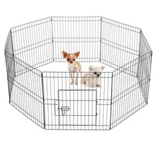 24in 8 Panel Pet Playpen Dogs Metal Black