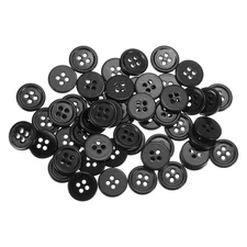 50 Pcs Natural Shell Button, 4 Hole 12.5mm Mother of Pearl Button, Black