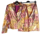 VTG GEORGE SIMONTON Purple w/GOLD METALLIC Suit JACKET/SKIRT Outfit Set Sz 12