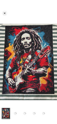 Diamond Painting Mosaic Art Bob Marley with Guitar Red Shirt Colorful Beads
