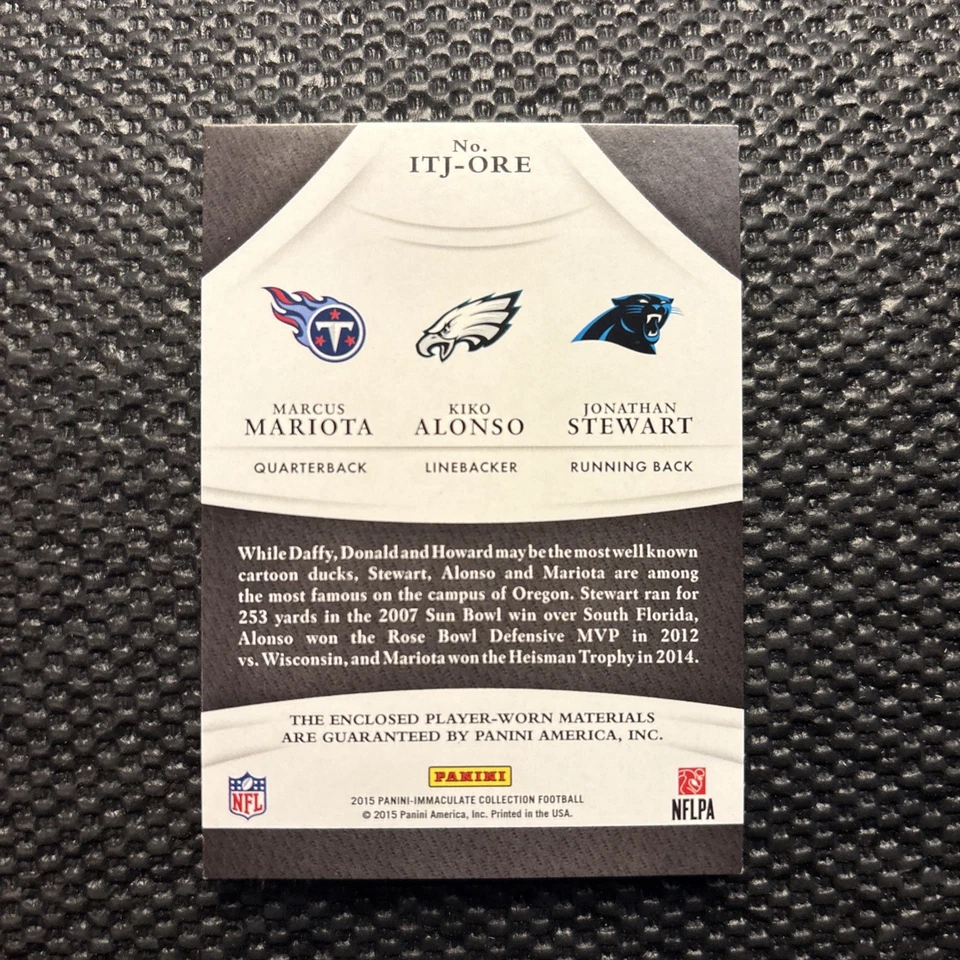 Parche triple Panini Immaculate Collection 2015/5 Mariota, Alonso, Stewart Foto 2 de 3