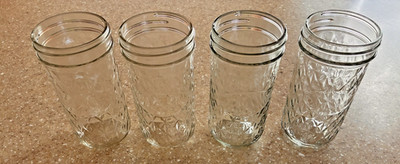 Vintage Ball Quilted Crystal Tall Jelly Jam Jars 12 oz Discontinued Lot of 4