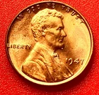 1947-P Lincoln Wheat Cent Penny GEM RED BU From an Original Bank Roll