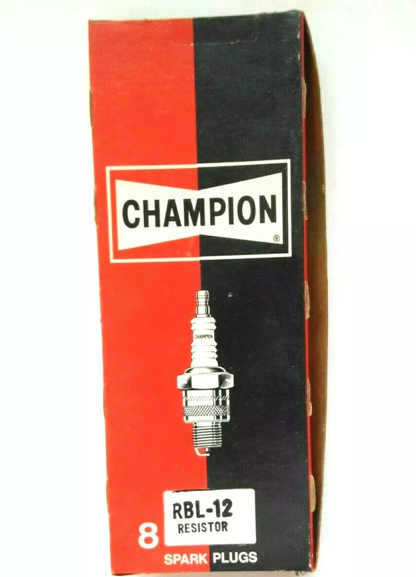 Vintage Champion RBL-12 Resistor Spark Plugs Set of 8 Sealed NOS