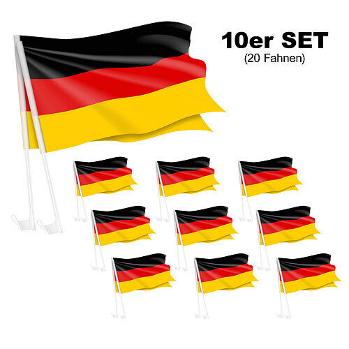 10 Paar Deutschland Autofahnen Autoflagge Auto Fahne Fanartikel Fußball EM 2024 - Bild 1 von 1