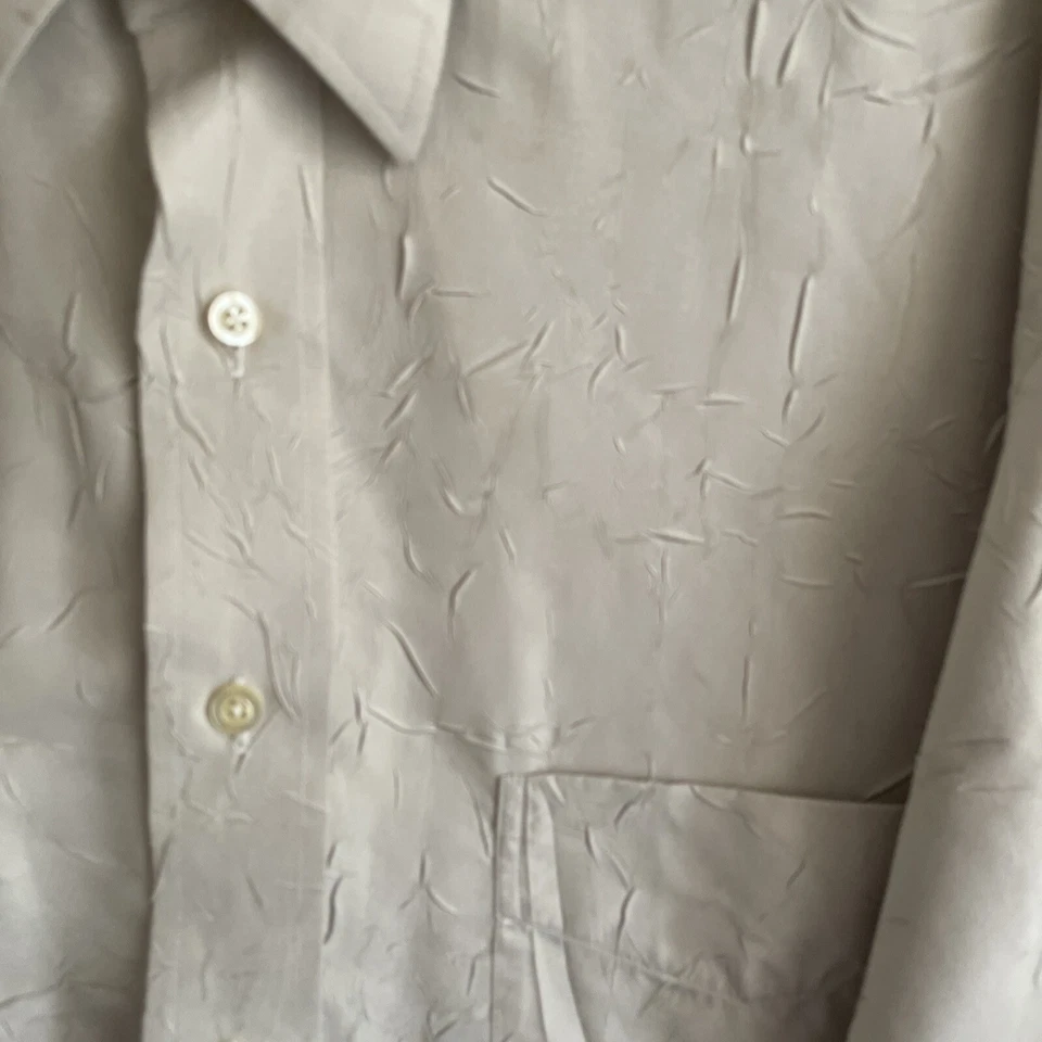 Moda International  Button Shirt Mens Medium Beige Long Sleeve Textured - Image 2 of 4