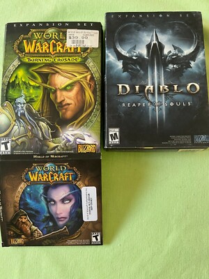 Lot 3 Expansion Sets- Diablo Reaper Souls, World of Warcraft Crusade & Lich King