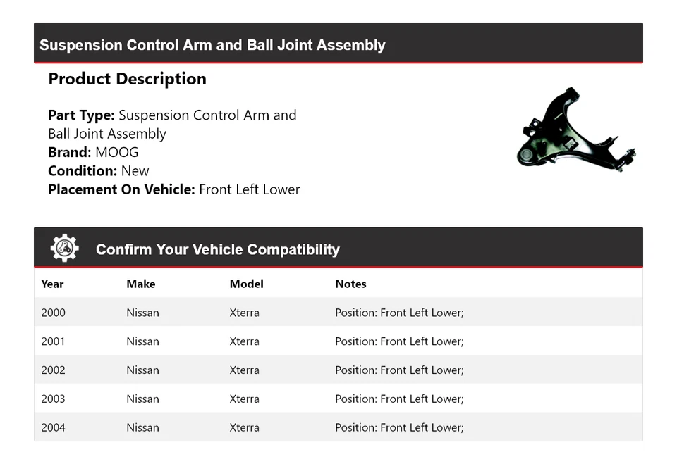 Conjunto de rótula brazo de control delantero izquierdo inferior M para Nissan Xterra 2000-2004 Foto 2 de 4