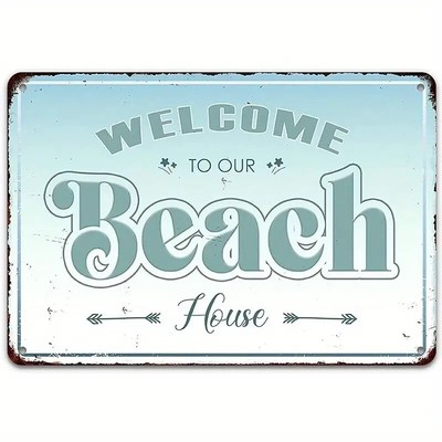 Welcome To Our Beach House Vintage Novelty 8'' x 12'' Metal Sign NEW!