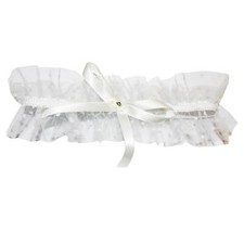 Wedding Garter for Bride Cream Tulle with Bow and Diamante Boxed