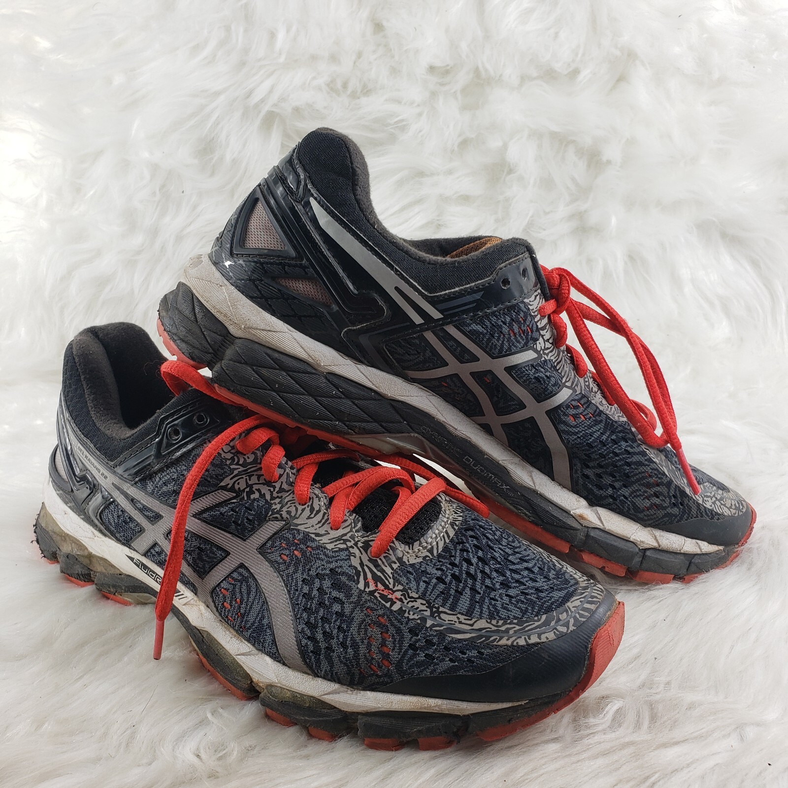 ASICS Gel Kayano 22 Black Red Running Athletic Shoes Mens Size US