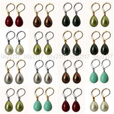 Pretty 12x16mm Real South Sea Shell Pearl Teardrop Leverback Dangle Earrings AAA