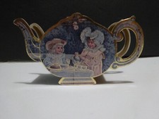 Vintage Mini Gold Tea Set and Container B. Shackman 1983 cardboard