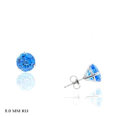 5.00 TCW Natural Round Cut Blue Topaz 14K White Gold Earrings