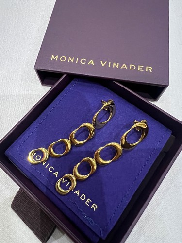 BRAND NEW Monica Vinader Kissing Moon Cocktail Earrings Gold £198 New💕💕 - Picture 3 of 6
