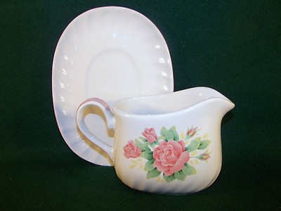 Corning Corelle Elegant Rose Gravy Boat With Under Plate