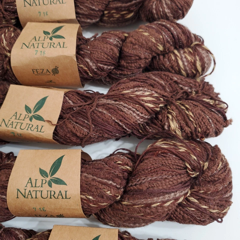 Lote de 5 hilos naturales de novedad Feza Alp Hank 716 algodón lino seda mezcla viscosa Foto 2 de 4