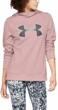 RARE Under Armour Pink Fleece Big Gray Logo Hoodie Womens Medium NWT