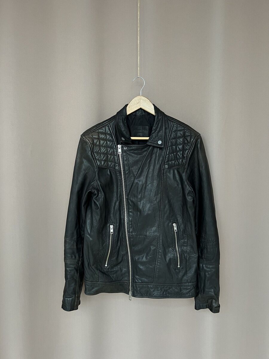 Allsaints Kushiro Leather Jacket Mens Size M Biker Full Zip Allsaints Kushiro Leather Jacket Mens Size M Biker Full Zip