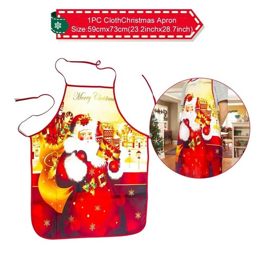 Merry Christmas Style Apron Santa Claus Xmas Tree Elk Snowflake 80*60cm Kitchen - Picture 9 of 16