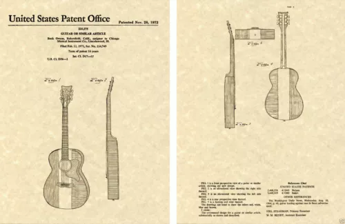BUCK OWENS Acoustic Guitar Art Print READY TO FRAME Red White Blue Body