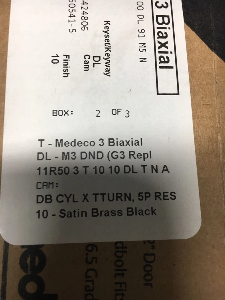 Medeco M3  Residential Deadbolt T10 DL Dark Oil Rubbed Bronze With 4 Keys - Image 3 of 3