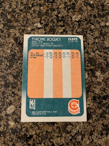1988 Fleer Muggsy Bogues RC Auto Signed Rookie Card 13 EBay