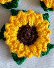 crochet acrylic Sunflower . One Flower 8-9 Cm