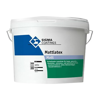 SIGMA Mattlatex 12.5 LTR weiss Renovierfarbe Innenfarbe Wandfarbe DKK2 NAK2