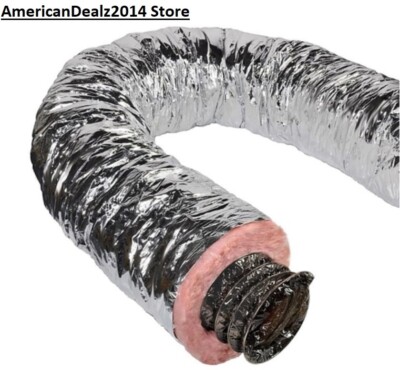 Insulated Flexible Round Duct Tube R6 Silver Heating/AC Master Flow -Choose SIZE