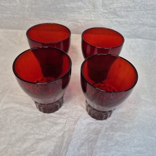Anchor Hocking Royal Ruby Red Windsor Pattern 8 oz Glass Tumblers Four Count - Picture 3 of 6