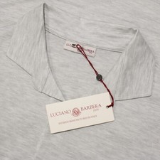 Luciano Barbera NWT Long Sleeve Polo Shirt Size M Light Gray Melange 100 Cotton