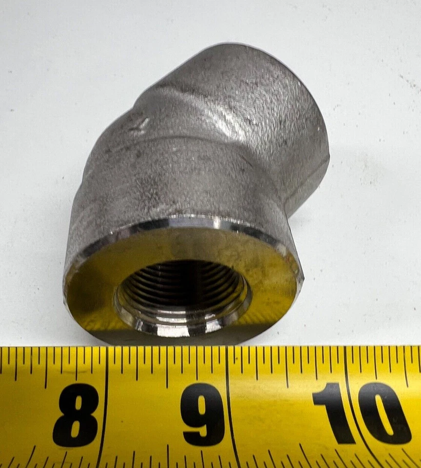 3/4" 45° Elbow 316 Stainless Steel Class 3000 Female NPT Approved Source 20XZ42 - Image 2 of 2