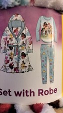 Girl's Character 3-Pc Super Soft Hooded Robe  PJ Set Disney Princess Pink sz 5
