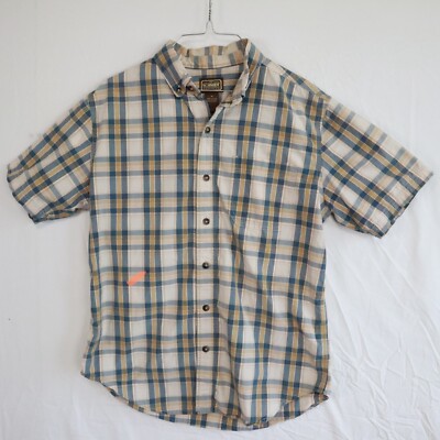 CE Schmidt Shirt Mens Medium Workwear Casual Pocket Button Up Plaid Short Sleeve