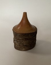 Vintage Miniature Vase Hand Turned Handmade Wooden Small Decorative Bud Vase