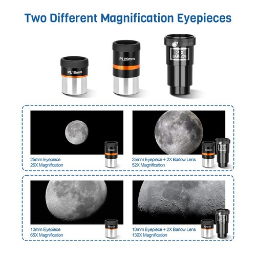 Professional 65090EQ Telescope 130X for Adults Moon Watching with Mobile Holder - Picture 2 of 9