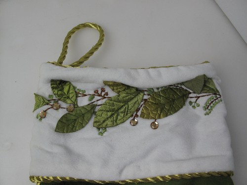 Lot of 2 Cable Knit Stocking St Nicholas Square Christmas Holiday Velvet Green - Picture 7 of 7
