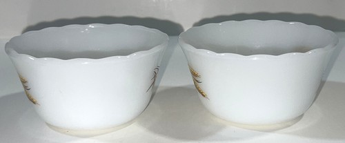 Vintage Fire King Golden Wheat 424 Milchglas 6 Unzen Pudding Auflaufförmchen Tasse Schüssel Set 2 - Bild 2 von 8