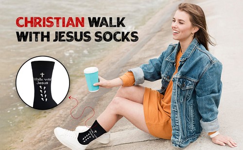 Calcetines Sierra Unisexuales Algodón Peinado Cristiano Cruz Caminar con Jesús Calcetines - Imagen 11 de 15