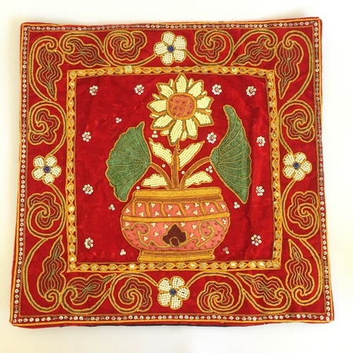 pillow cover case thai Vintage embroidered elephant flower handmade - Picture 160 of 193