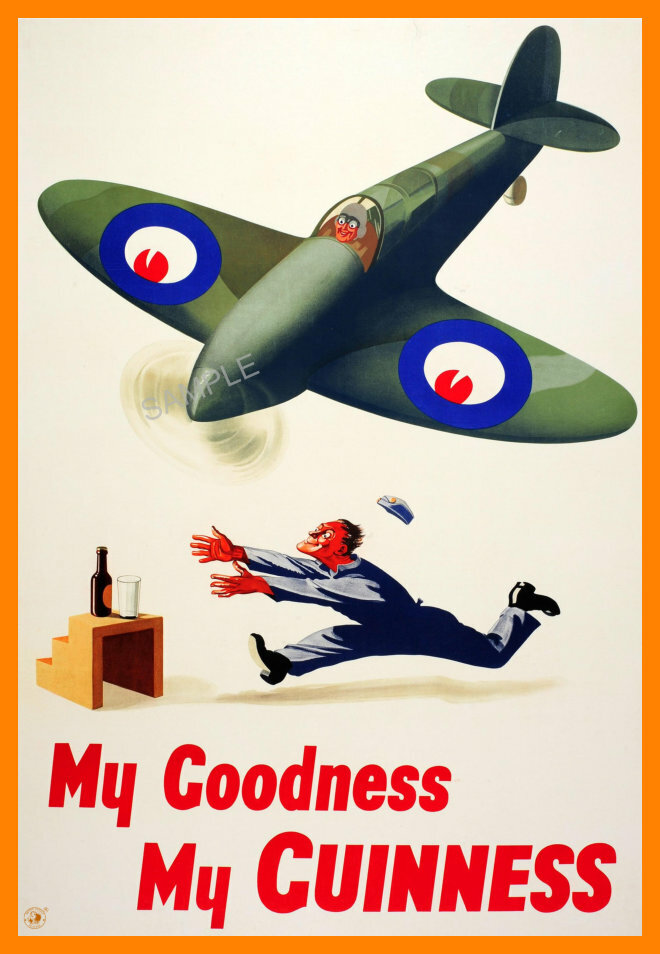 ［非売品］ギネスビール　Guinness　ポスター　ライト　トートバッグ Spitfire Vintage GUINNESS Poster War Airplane Old Beer Advert ART