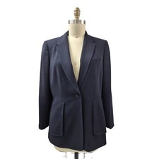 Vintage Liz Claiborne Black Blazer Jacket One Button Flattering Women 14