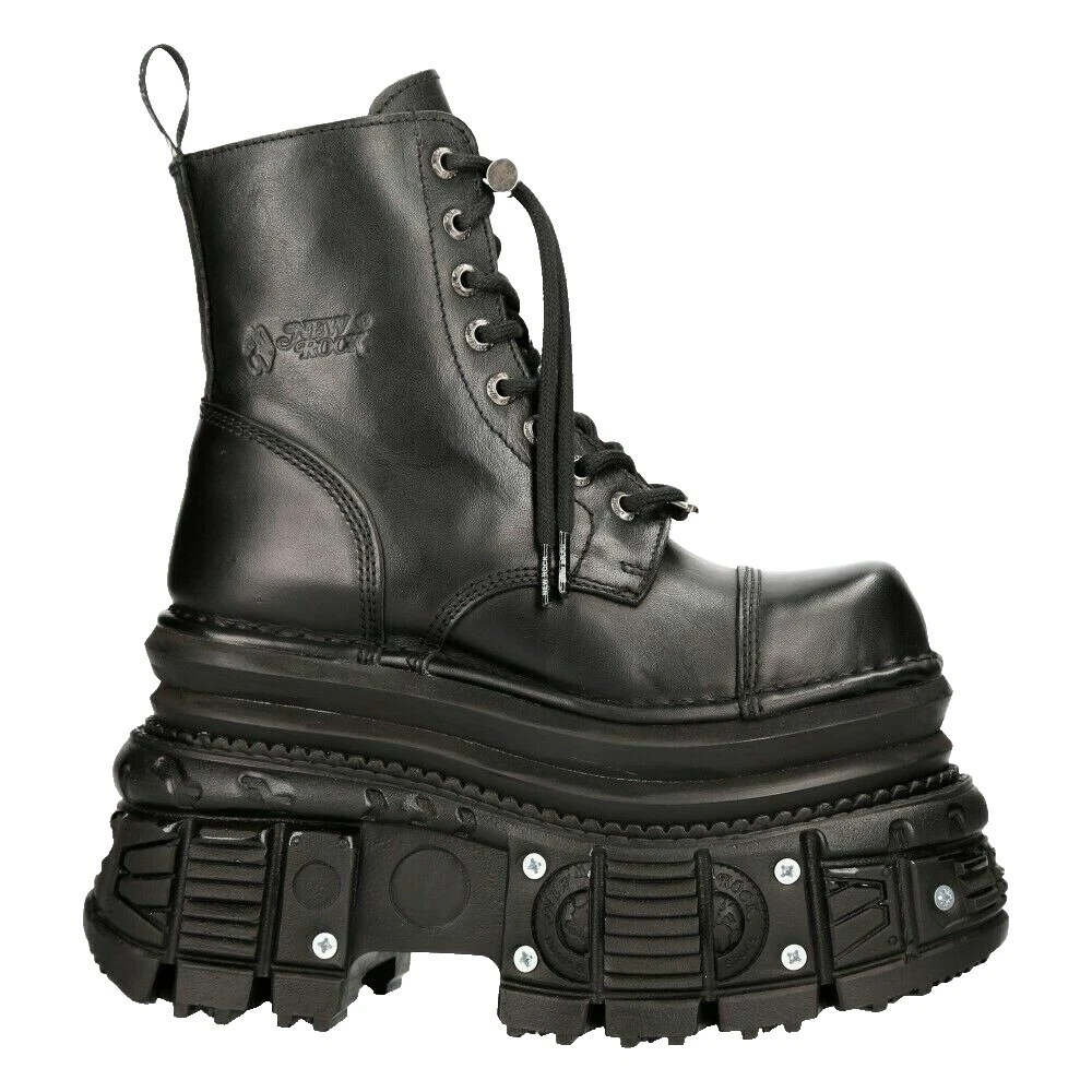 New Rock Black Solid Boots for Men
