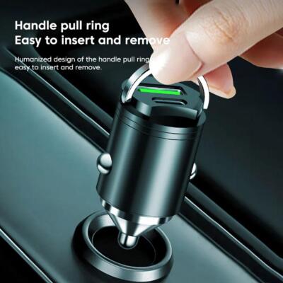  Black 100W USB Type C QC3.0 Fast Charging Car Interior Phone Charger Accessori