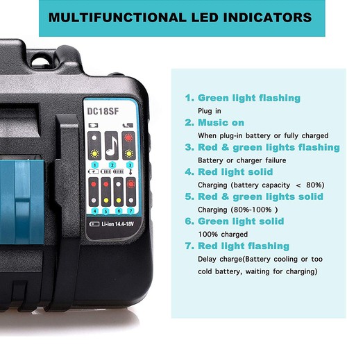 Für Makita Akku BL1850B 18V 5,0AH Li-Ion LXT BL1840B 194205-3 Ladegerät - Bild 62 von 65