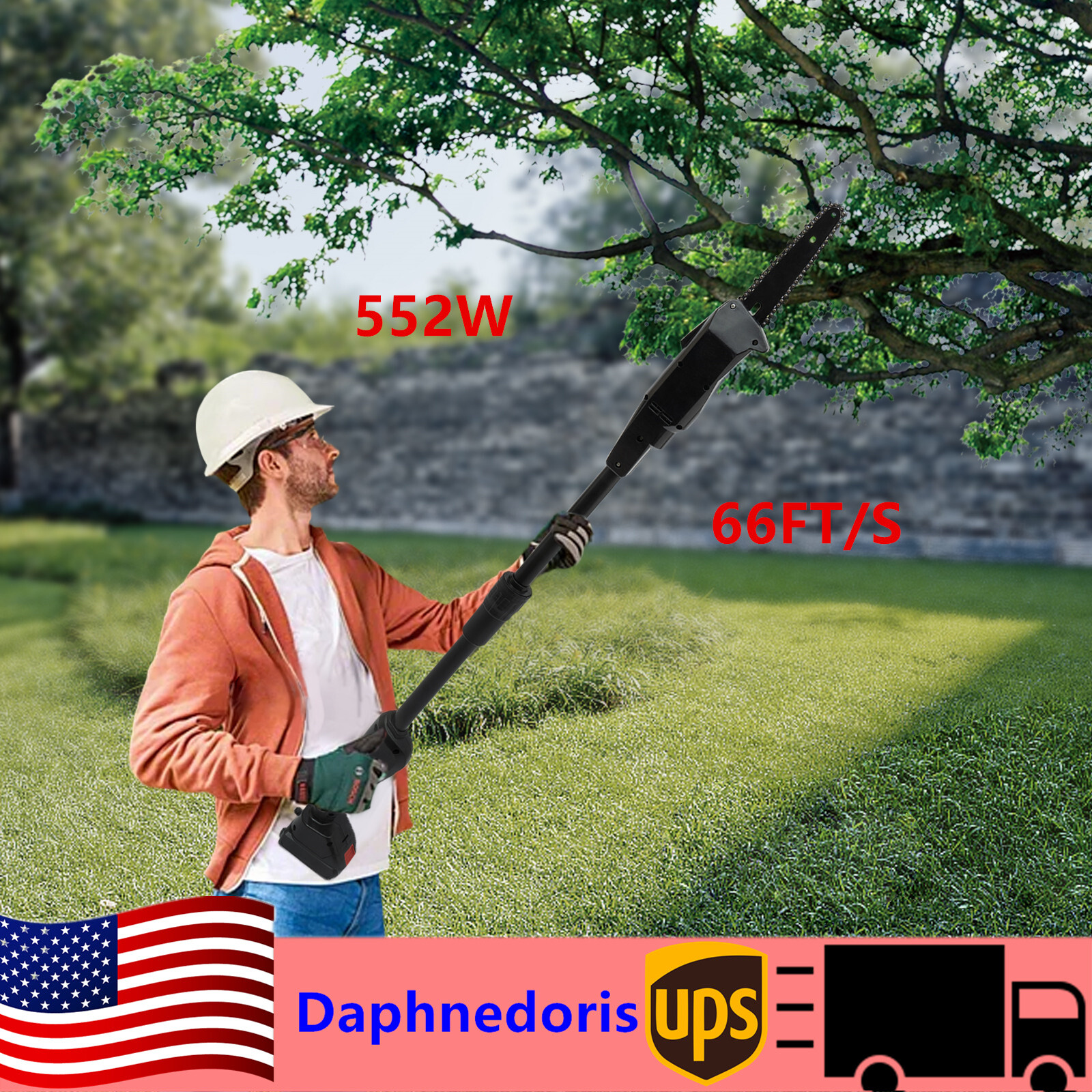 Cordless 21V Electric Pole Saw Pruner with Battery and Charger