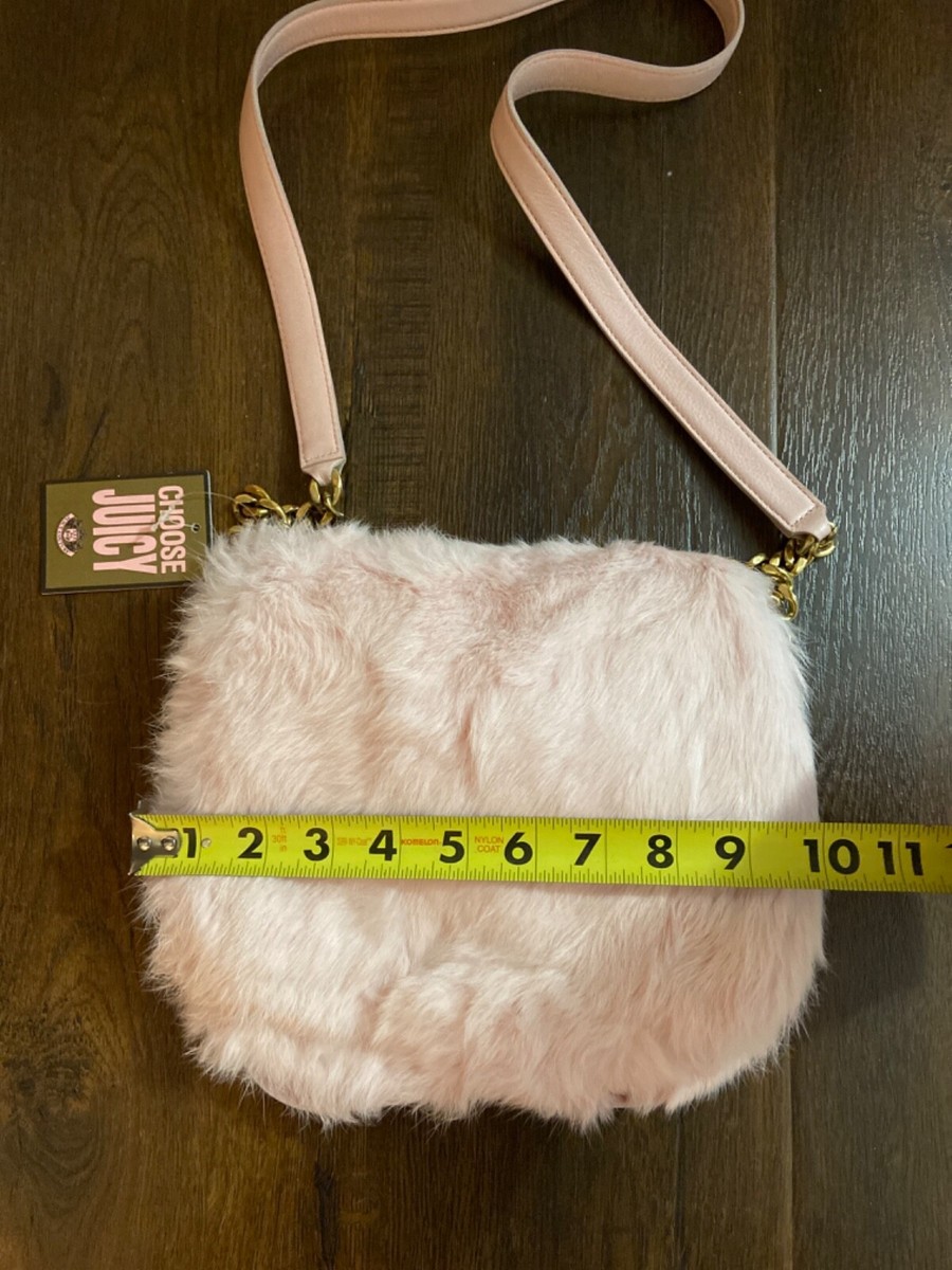 VINTAGE Y2K JUICY COUTURE BABY PINK RABBITS FUR CROSSBODY BAG NEW