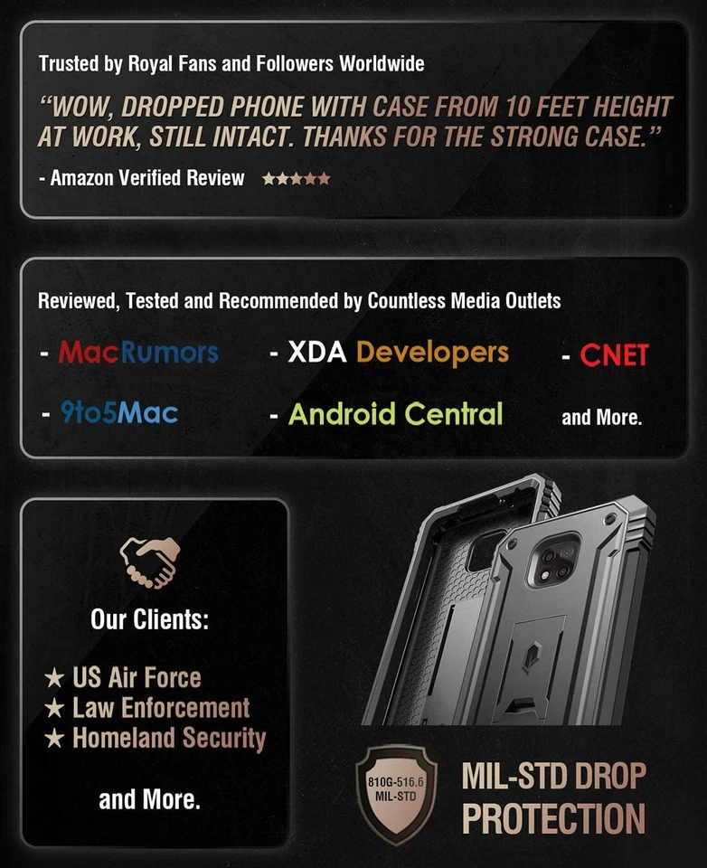 适用于 Moto G Power 2021 保护壳 | Poetic [带支架] 重型保护套 黑色 — 第 4/4 张图片